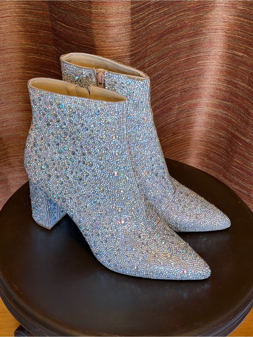 Betsey Johnson Silver Crystal Embellished Ankle Boots Size 9.5 NEW